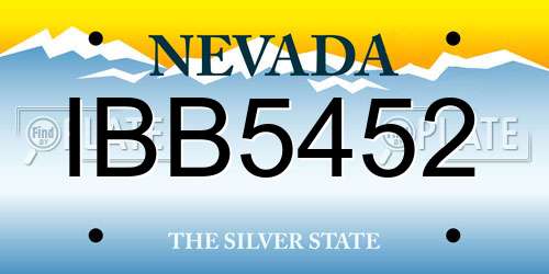 IBB5452 Nevada License Plate