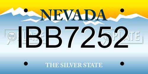 IBB7252 Nevada License Plate