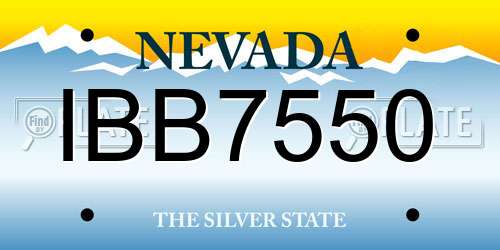 IBB7550 Nevada License Plate