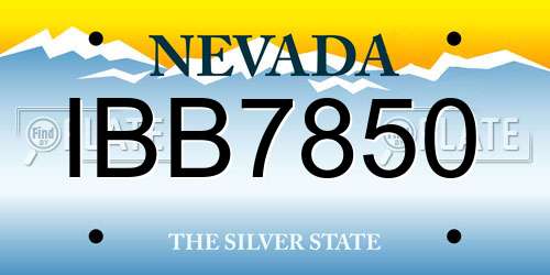IBB7850 Nevada License Plate