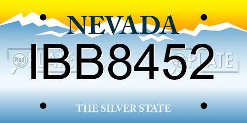 IBB8452 Nevada License Plate