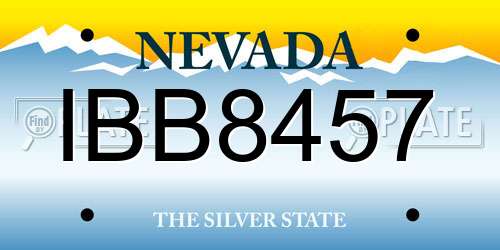 IBB8457 Nevada License Plate