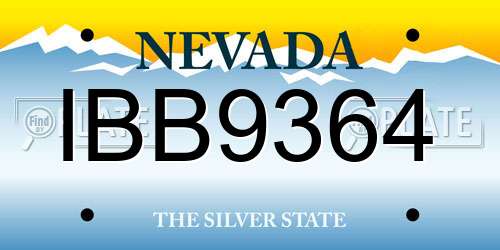 IBB9364 Nevada License Plate