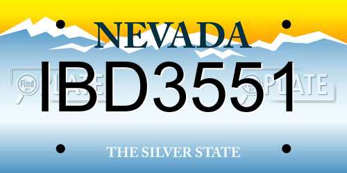 IBD3551 Nevada License Plate