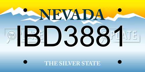 IBD3881 Nevada License Plate
