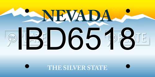 IBD6518 Nevada License Plate