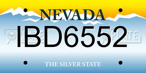 IBD6552 Nevada License Plate