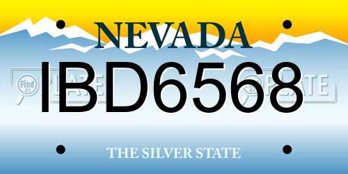 IBD6568 Nevada License Plate