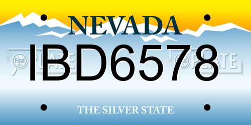IBD6578 Nevada License Plate