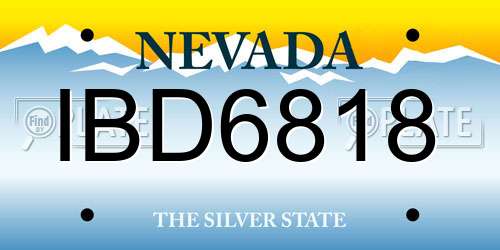 IBD6818 Nevada License Plate