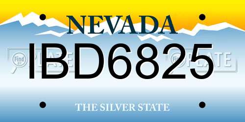 IBD6825 Nevada License Plate