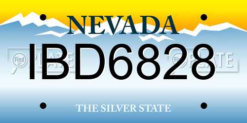 IBD6828 Nevada License Plate