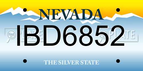 IBD6852 Nevada License Plate