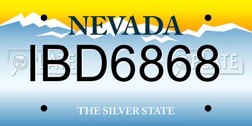 IBD6868 Nevada License Plate