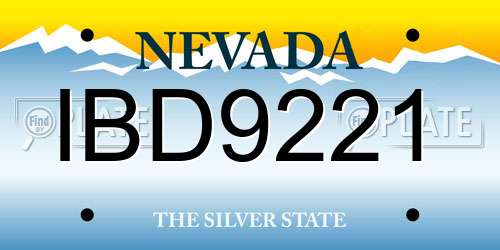 IBD9221 Nevada License Plate
