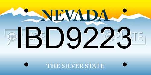 IBD9223 Nevada License Plate