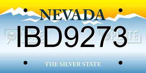 IBD9273 Nevada License Plate