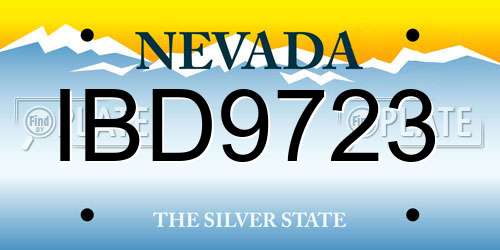 IBD9723 Nevada License Plate