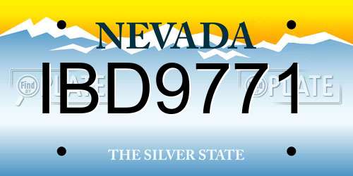 IBD9771 Nevada License Plate