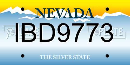 IBD9773 Nevada License Plate