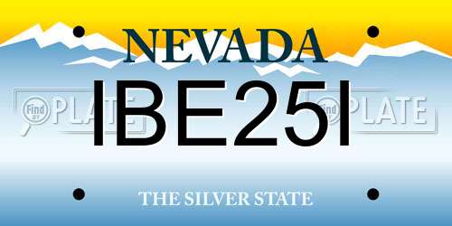 IBE25I Nevada License Plate