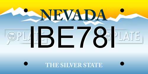 IBE78I Nevada License Plate