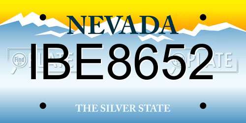 IBE8652 Nevada License Plate
