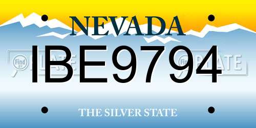 IBE9794 Nevada License Plate