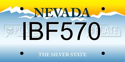 IBF570 Nevada License Plate