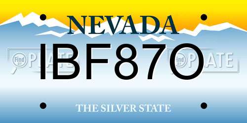 IBF87O Nevada License Plate