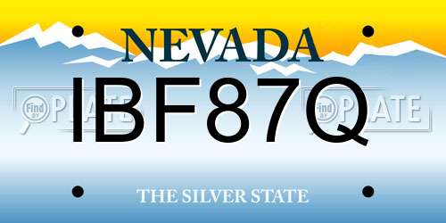 IBF87Q Nevada License Plate