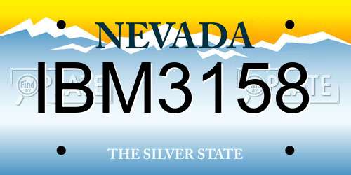 IBM3158 Nevada License Plate