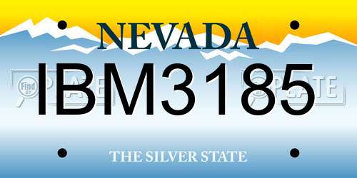 IBM3185 Nevada License Plate