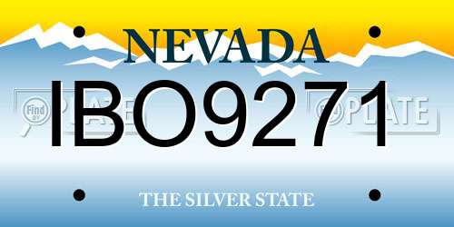 IBO9271 Nevada License Plate