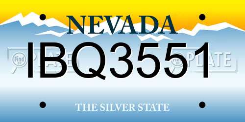 IBQ3551 Nevada License Plate