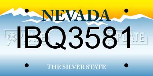 IBQ3581 Nevada License Plate