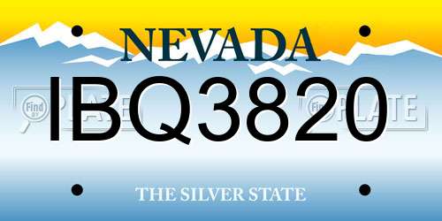 IBQ3820 Nevada License Plate