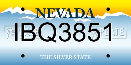 IBQ3851 Nevada License Plate