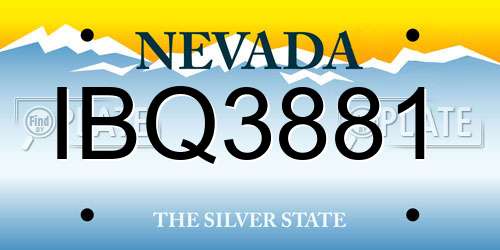 IBQ3881 Nevada License Plate