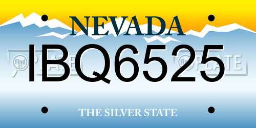 IBQ6525 Nevada License Plate