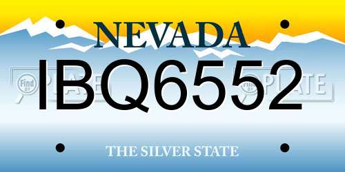 IBQ6552 Nevada License Plate