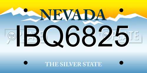 IBQ6825 Nevada License Plate