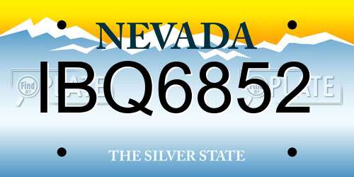 IBQ6852 Nevada License Plate