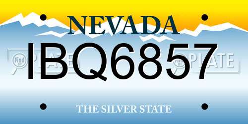 IBQ6857 Nevada License Plate