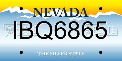 IBQ6865 Nevada License Plate