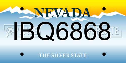 IBQ6868 Nevada License Plate
