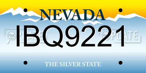 IBQ9221 Nevada License Plate