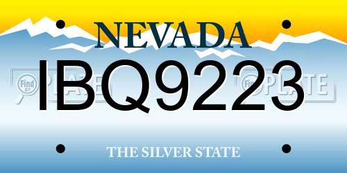 IBQ9223 Nevada License Plate