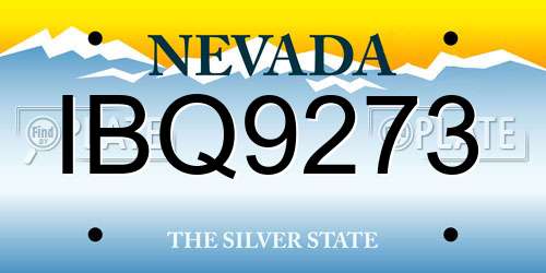 IBQ9273 Nevada License Plate