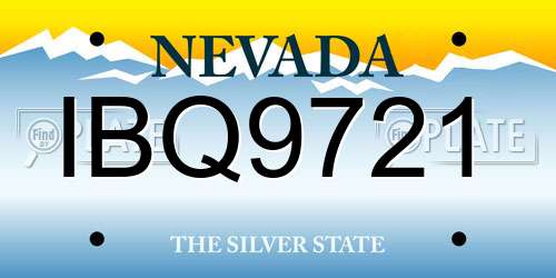 IBQ9721 Nevada License Plate